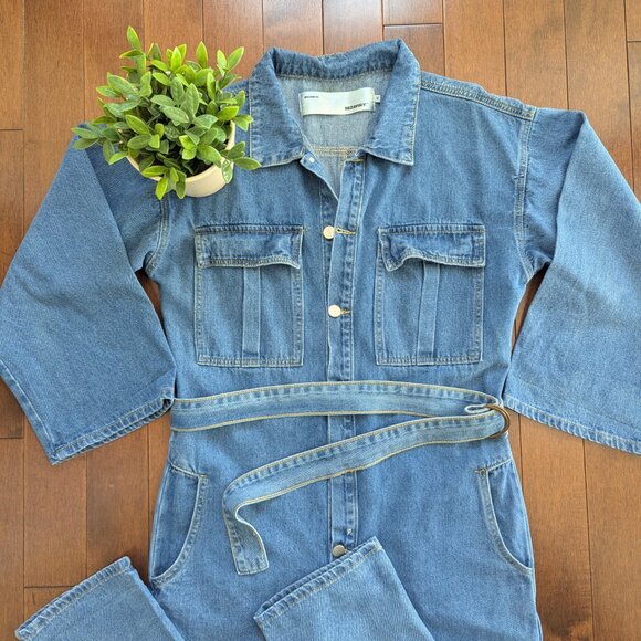 MEDIUM WASH VINTAGE DENIM JUMPSUIT - Picture 2 of 4